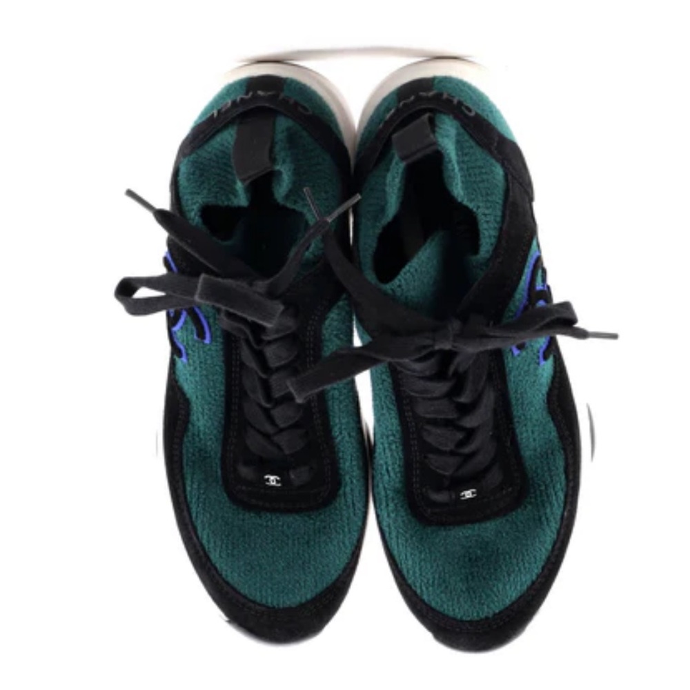 CHANEL Black and Teal Athletic Shoes